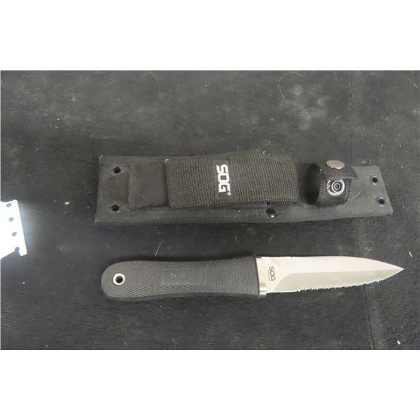SOG Pentagon Knife With Sheath, Total Length 9 1/2"