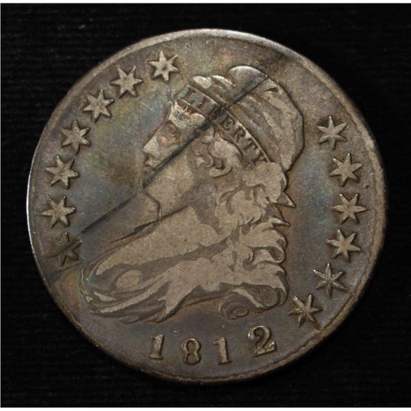 1812/1 CAPPED BUST HALF DOLLAR SMALL 8 FINE