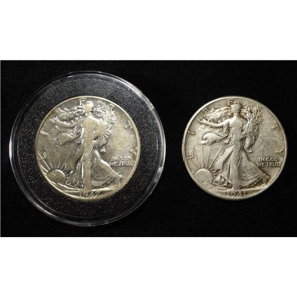 1941 & 1942 WALKING LIBERTY HALF DOLLARS