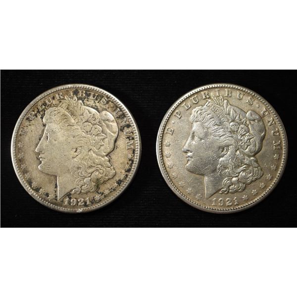 (2) 1921-S MORGAN DOLLARS