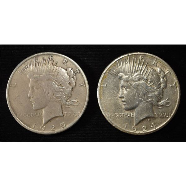 1924-S & 1925 PEACE DOLLARS