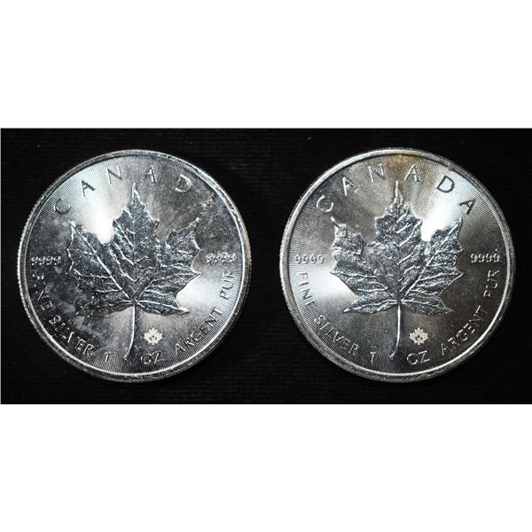 (2) 2015 .9999 SILVER CANADA MAPLE ROUNDS