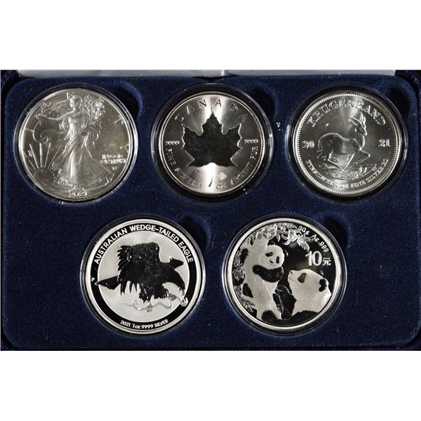 (5) WORLD 1 OZ SILVER COINS