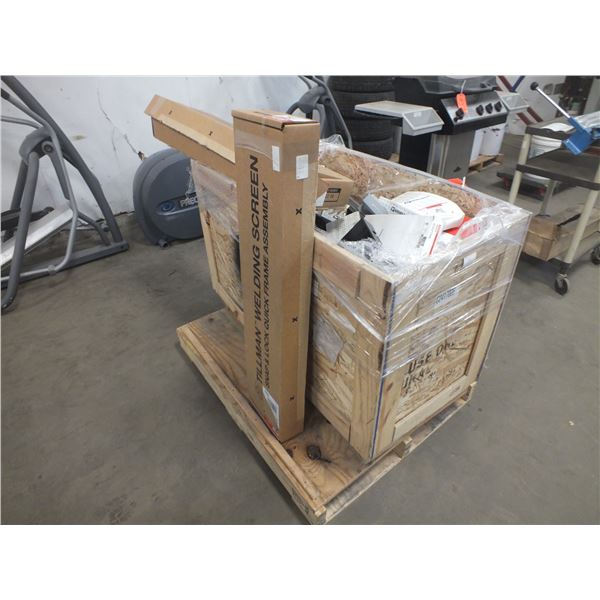 2 Welding Screens &1 Crate Of Metal Hardware