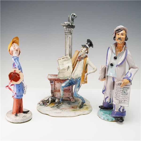 3pc Italian Newspaper-Themed Figurines