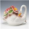 Image 1 : Capodimonte Italian Porcelain Large Swan Floral Sculpture