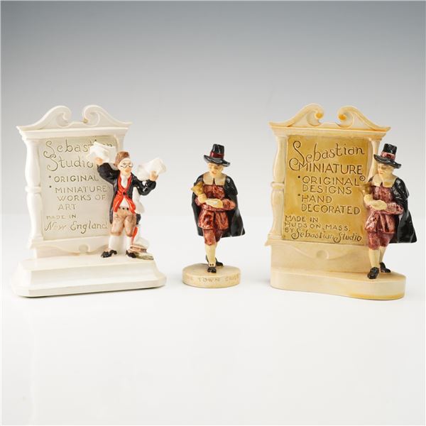 3pc Sebastian Miniatures Figurine and Dealer Advertising Plaques