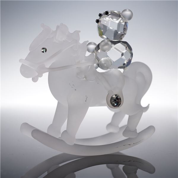 Frosted Glass Rocking Horse with Clear Bear Rider