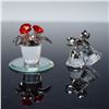 Image 1 : 2pc Swarovski Crystal Figurines with Base, Christmas Bells and Red Primula