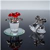 Image 2 : 2pc Swarovski Crystal Figurines with Base, Christmas Bells and Red Primula