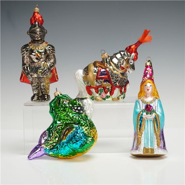 4pc Polonaise Christmas Tree Ornaments and Box, Medieval Collection