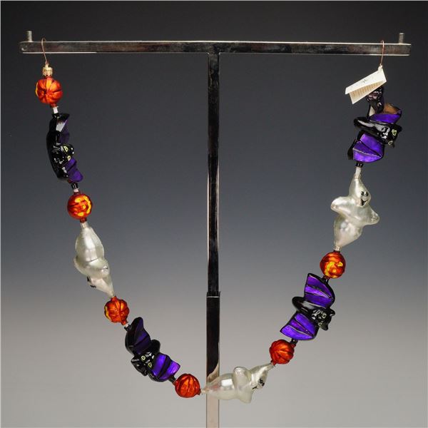Christopher Radko Halloween Ghost and Bat Glass Garland Ornaments