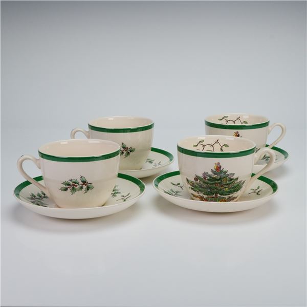 4pc Spode Cup and Saucer Sets, Christmas Tree