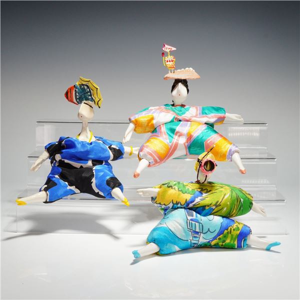 3pc Poupee Millet Porcelain and Fabric Dolls