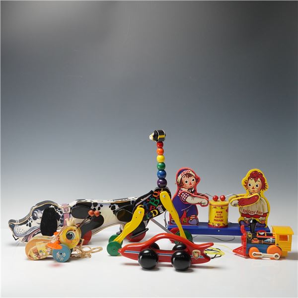 6pc Fisher Price and Toy Town Pull and Push Toys