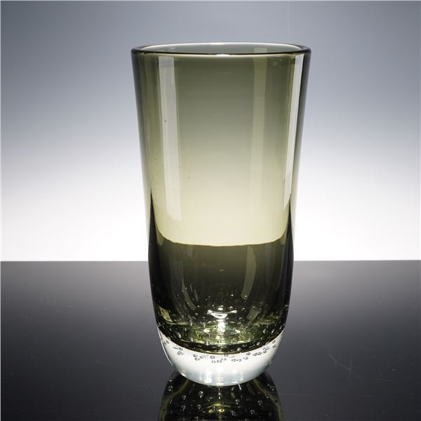 Art Glass Vase with Controlled Bubble Base