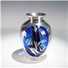 Image 1 : Cobalt Blue Glass and Silver Overlay Floral Vase