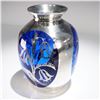 Image 2 : Cobalt Blue Glass and Silver Overlay Floral Vase