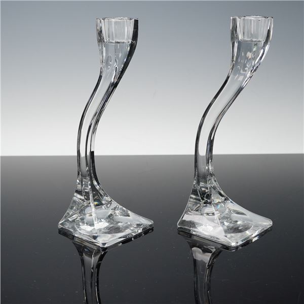 Pair of Josef Riedel Crystal Candleholders, Duetto
