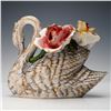 Image 1 : Capodimonte Italian Porcelain Swan and Floral Centerpiece