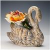 Image 2 : Capodimonte Italian Porcelain Swan and Floral Centerpiece