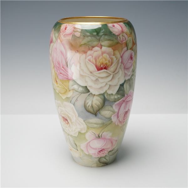 Willets Belleek Porcelain Floral Vase, Signed