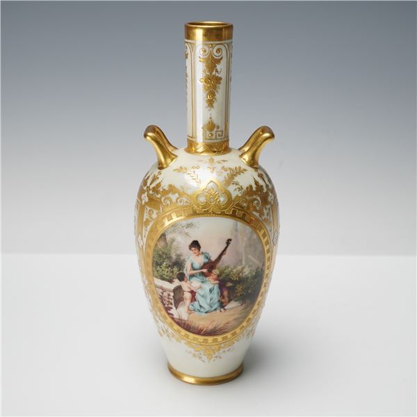 German Porcelain Gilt Floral Vase