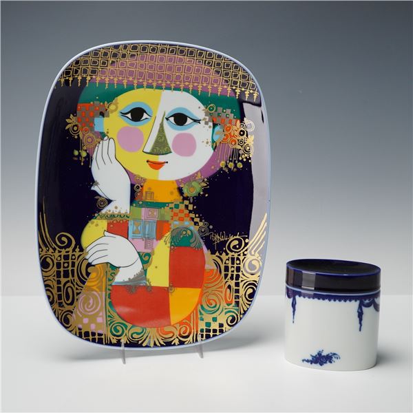 2pc Rosenthal Bjorn Wiinblad Porcelain Plate and Lidded Box