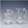 Image 1 : 2pc Clear and Frosted Art Glass Creamer and Lidded Sugar Set