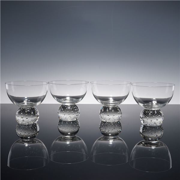 4pc Art Glass Cups with Controlled Bubble Bases