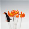 Image 5 : 6pc Blown Glass Duck and Penguin Cocktail Sticks