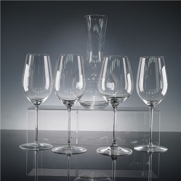 5pc Riedel Crystal Decanter with Wine Glasses