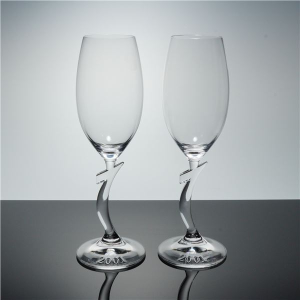 2pc Riedel Crystal Champagne Glasses, Millenium
