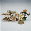 Image 1 : 3pc Carved Stone and Cloisonne Floral Arrangements