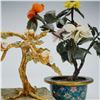 Image 3 : 3pc Carved Stone and Cloisonne Floral Arrangements