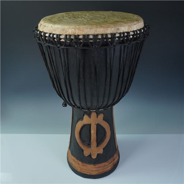 Handcrafted Ghanaian Djembe Drum with Carved Base