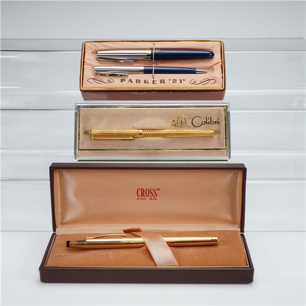 3pc Cross Gold Filled, Colibri, and Parker Pens and Pencil