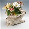 Image 2 : Capodimonte Porcelain Elephant with Flowers Sculpture