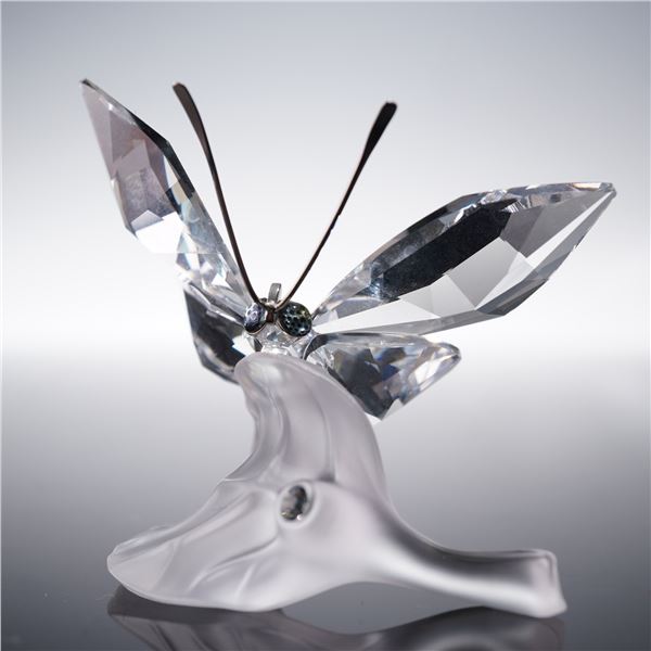 Swarovski Crystal Figurine, Butterfly on Leaf