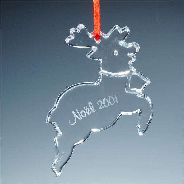 Baccarat Crystal Reindeer Christmas Ornament, Noel 2001
