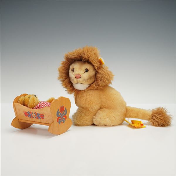 2pc Steiff Lion & Bear Cub in Crib Stuffed Animals,Snuffy