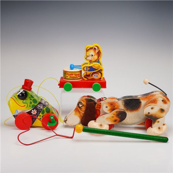 4pc Fisher Price Pull Toys and Bubble Wand Collection