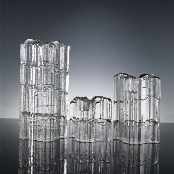 3pc Rosenthal Studio Line Tapio Wirkkala Glass Candleholders, Inka