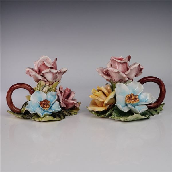 2pc Capodimonte Porcelain Candleholders