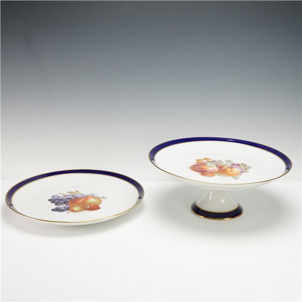 2pc Schumann Arzberg Porcelain Footed Platter and Round Platter, Bountiful
