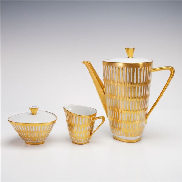 3pc Hutschenreuther Selb Bavaria Coffee Pot, Lidded Sugar and Creamer