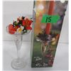 Image 1 : ESTATE:  6 3/4" CANDLE HOLDER WITH WREATH & CANDLE IN ORIGINAL BOX