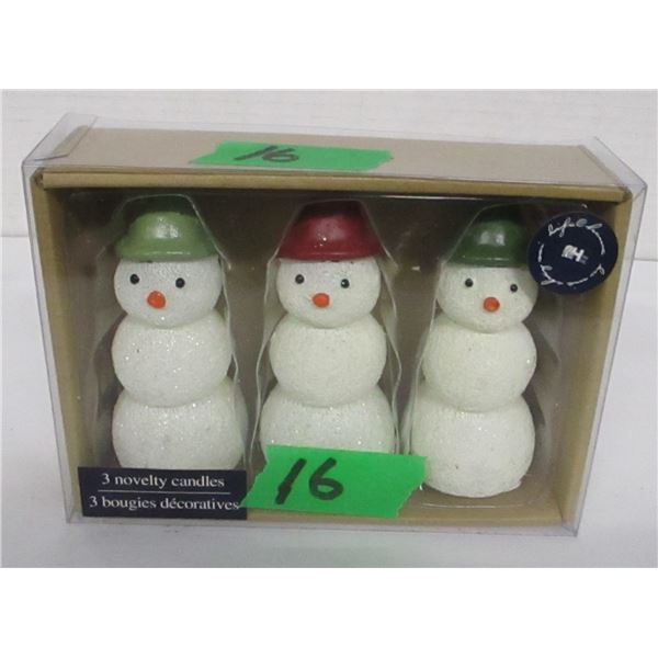 ESTATE/NEW:  3 SNOWMEN CANDLES