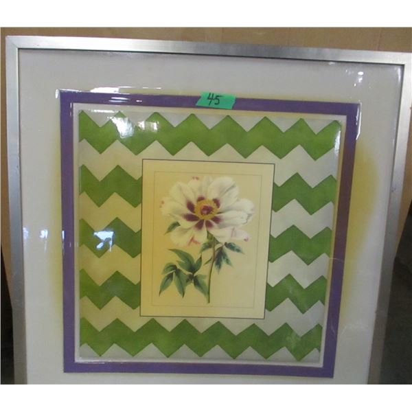 "PEONY GREEN ZIG ZAG" PICTURE BY JOHN RICHARD (APPROX. 27" X 27")