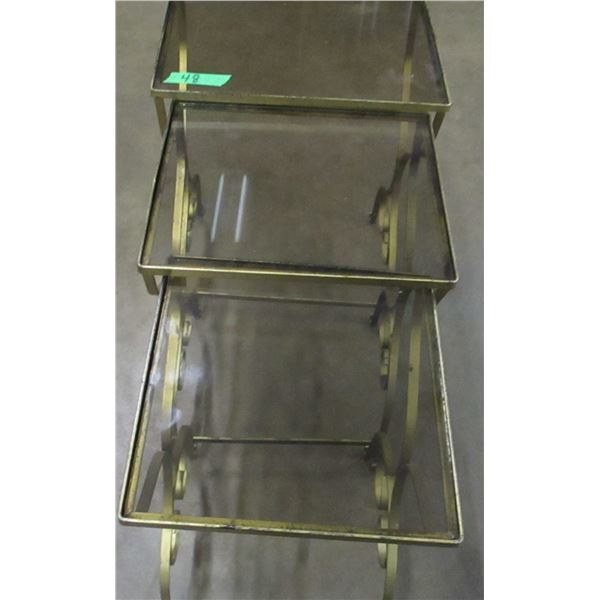 3 METAL & GLASS NESTING TABLES
